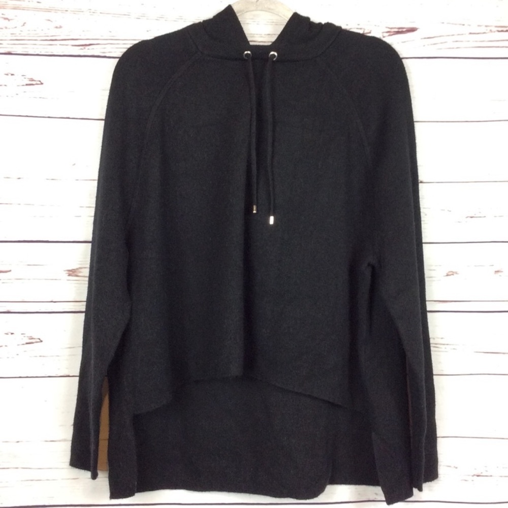 Urban Outfitters black heavy super soft cutout hem hooded pullover sweatshirt